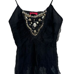 Carina | Black Embellished Tank Top | Size Medium